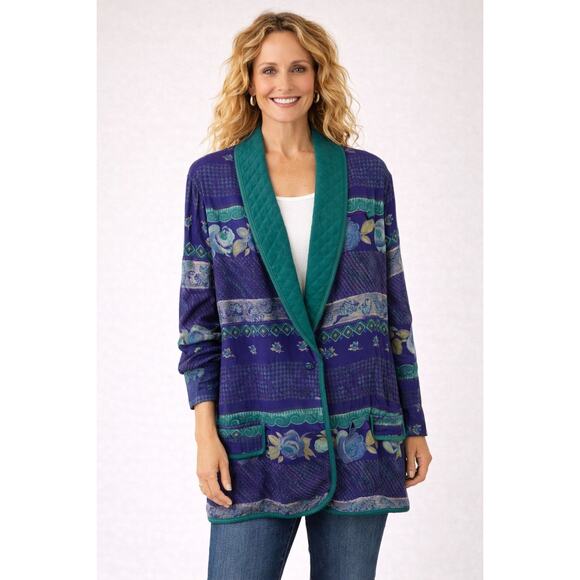 Ali Miles Jackets & Blazers - Ali Miles Vintage Purple Green Floral Jacket Y2K Fairy Cottage Womens Size 16